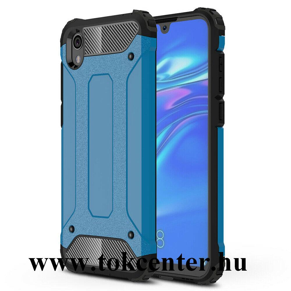 Honor 8S (2019) / Honor 8S (2020) / Huawei Y5 (2019) Defender műanyag telefonvédő (közepesen ütésálló, légpárnás sarok, gumi / szilikon belső, fémhatás) VILÁGOSKÉK