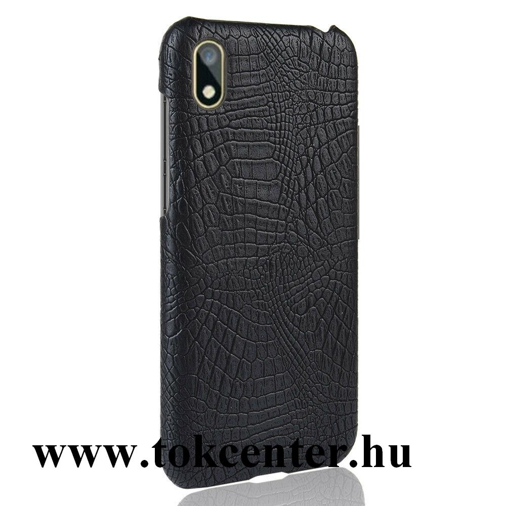 Honor 8S (2019) / Honor 8S (2020) / Huawei Y5 (2019) Műanyag telefonvédő (bőr hatású, krokodilbőr minta) FEKETE