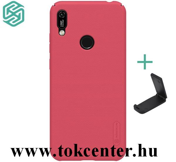 Honor 8S NILLKIN SUPER FROSTED műanyag telefonvédő (gumírozott, érdes felület + asztali tartó) PIROS