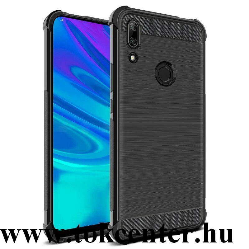 Huawei P Smart Z (Y9 Prime 2019) IMAK VEGA telefonvédő gumi / szilikon (közepesen ütésálló, légpárnás sarok, szálcsiszolt, karbonminta) FEKETE