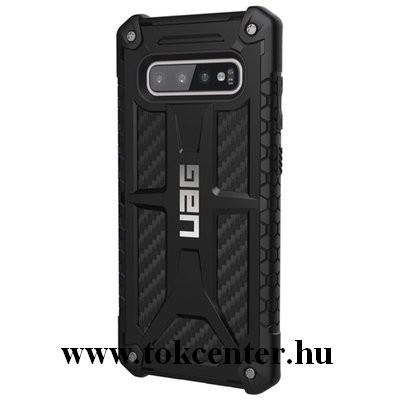 Samsung Galaxy S10 Plus (SM-G975) UAG MONARCH műanyag telefonvédő (közepesen ütésálló, szilikon belső, karbon minta) FEKETE