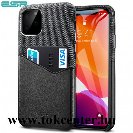 Apple iPhone 11 Pro ESR METRO műanyag telefonvédő (bankkártya tartó textil / bőr hátlap) FEKETE