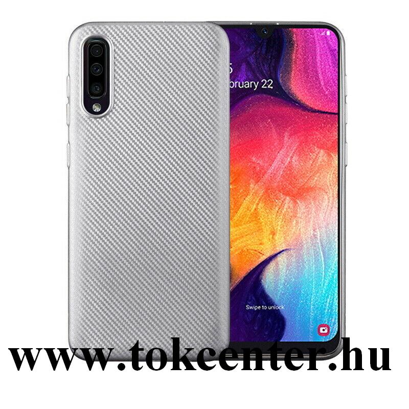 Huawei Mate 30 Lite Szilikon telefonvédő (karbon minta) EZÜST