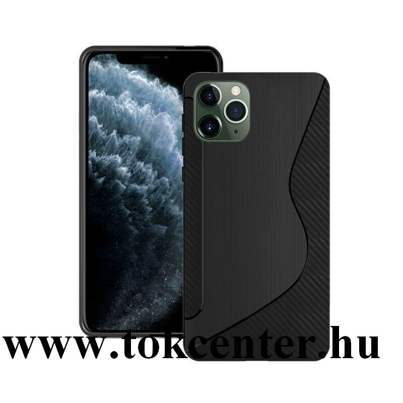 Apple iPhone 11 Pro Szilikon telefonvédő (S-line, karbon minta) FEKETE