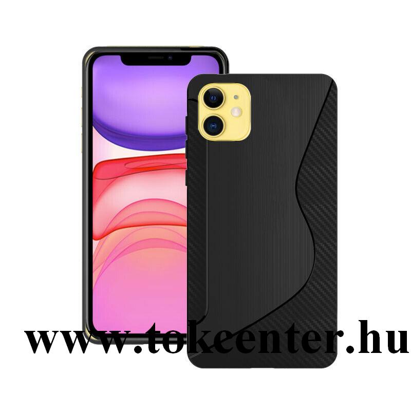 Apple iPhone 11 Szilikon telefonvédő (S-line, karbon minta) FEKETE