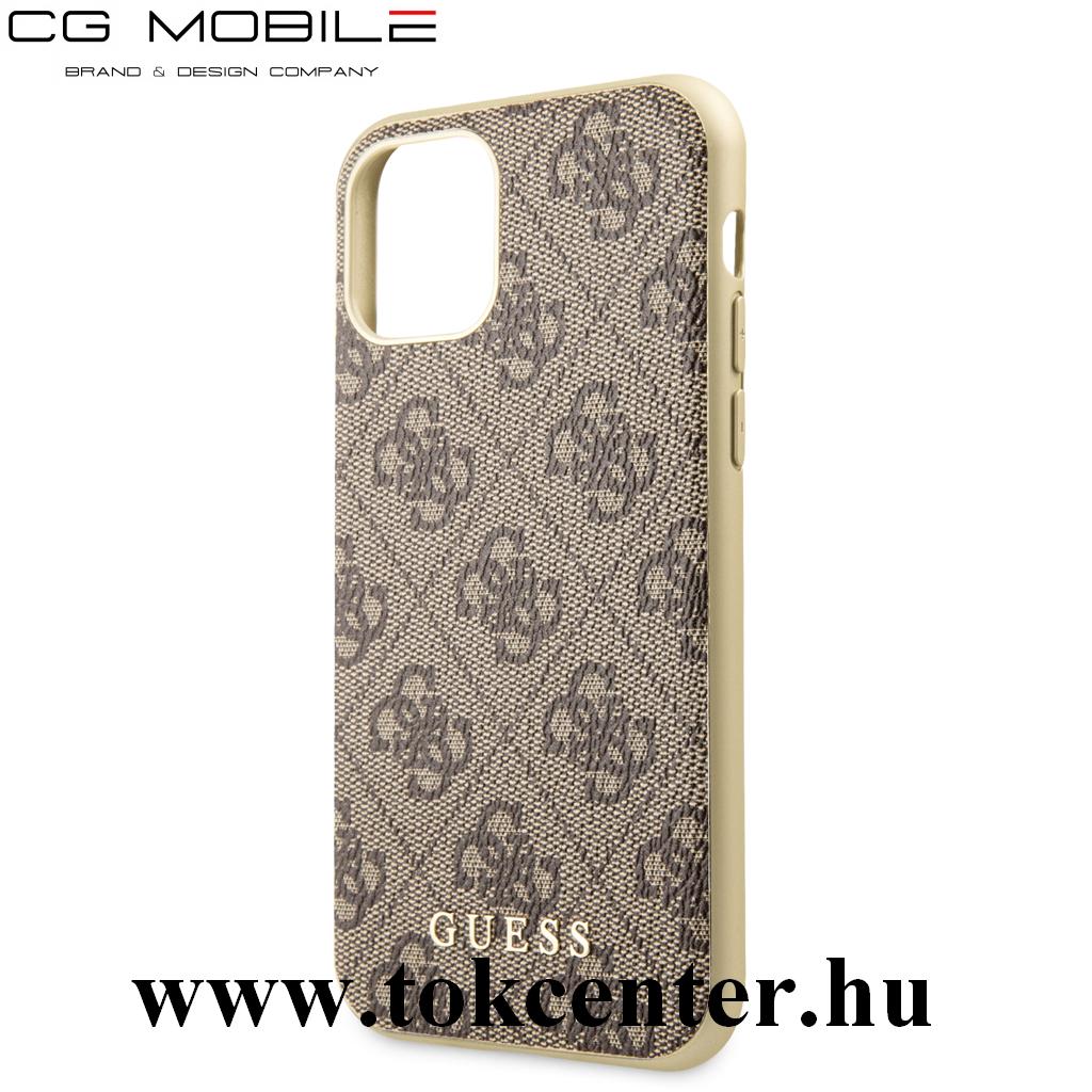Apple iPhone 11 Pro GUESS 4G műanyag telefonvédő (textil hátlap) BARNA (GUHCN58G4GB)
