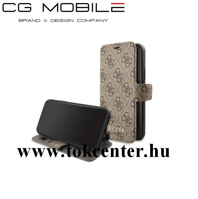 Apple iPhone 11 GUESS 4G tok álló (FLIP, oldalra nyíló, bankkártya tartó) BARNA (GUFLBKSN614GB)