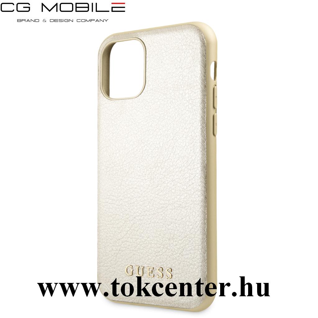 Apple iPhone 11 Pro Max GUESS Iridescent műanyag telefonvédő (bőr hatású hátlap) ARANY (GUHCN65IGLGO)