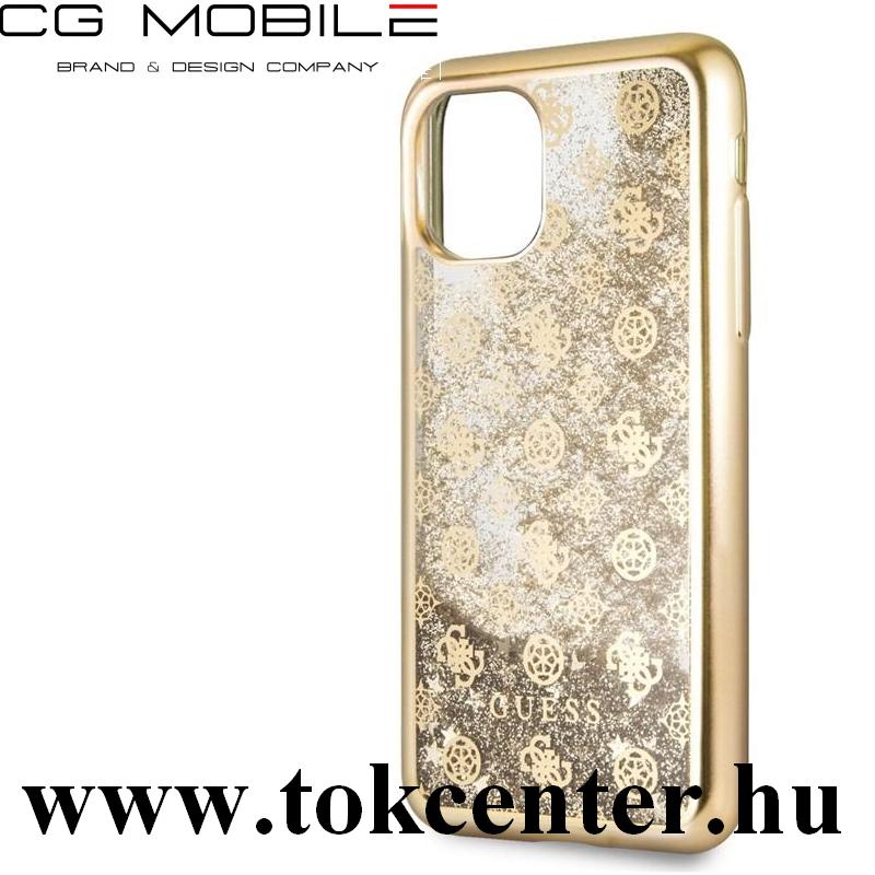 Apple iPhone 11 Pro GUESS műanyag telefonvédő (csillogó, flitteres folyadék hátlap) ARANY (GUHCN58PEOLGG)