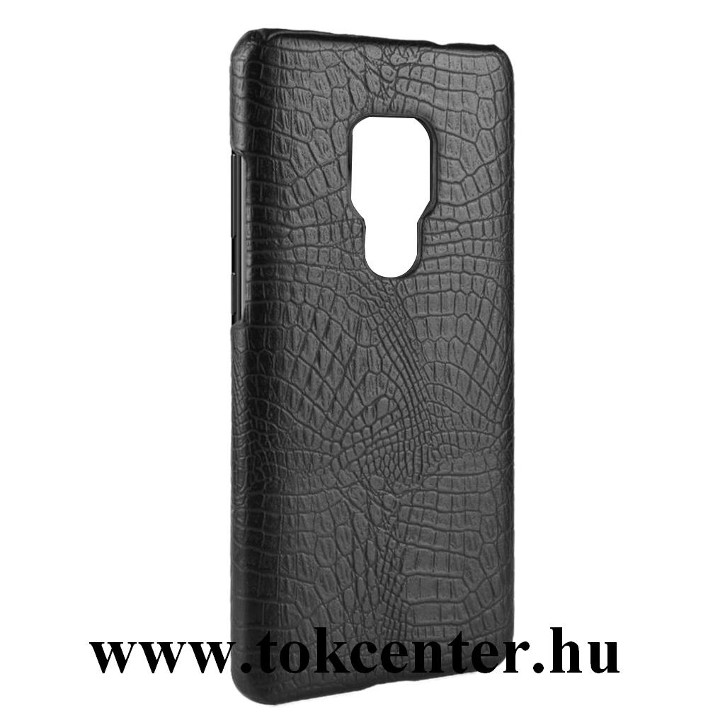 Huawei Mate 20X 5G Műanyag telefonvédő (bőr hatású, krokodilbőr minta) FEKETE