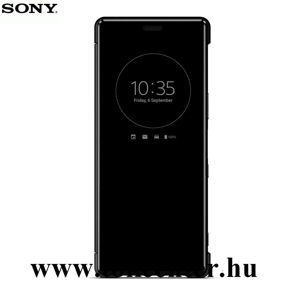Sony Xperia 5 (J9210) Tok álló (átlátszó aktív flip, oldalra nyíló) FEKETE (SCVJ10 / 1320-1039)