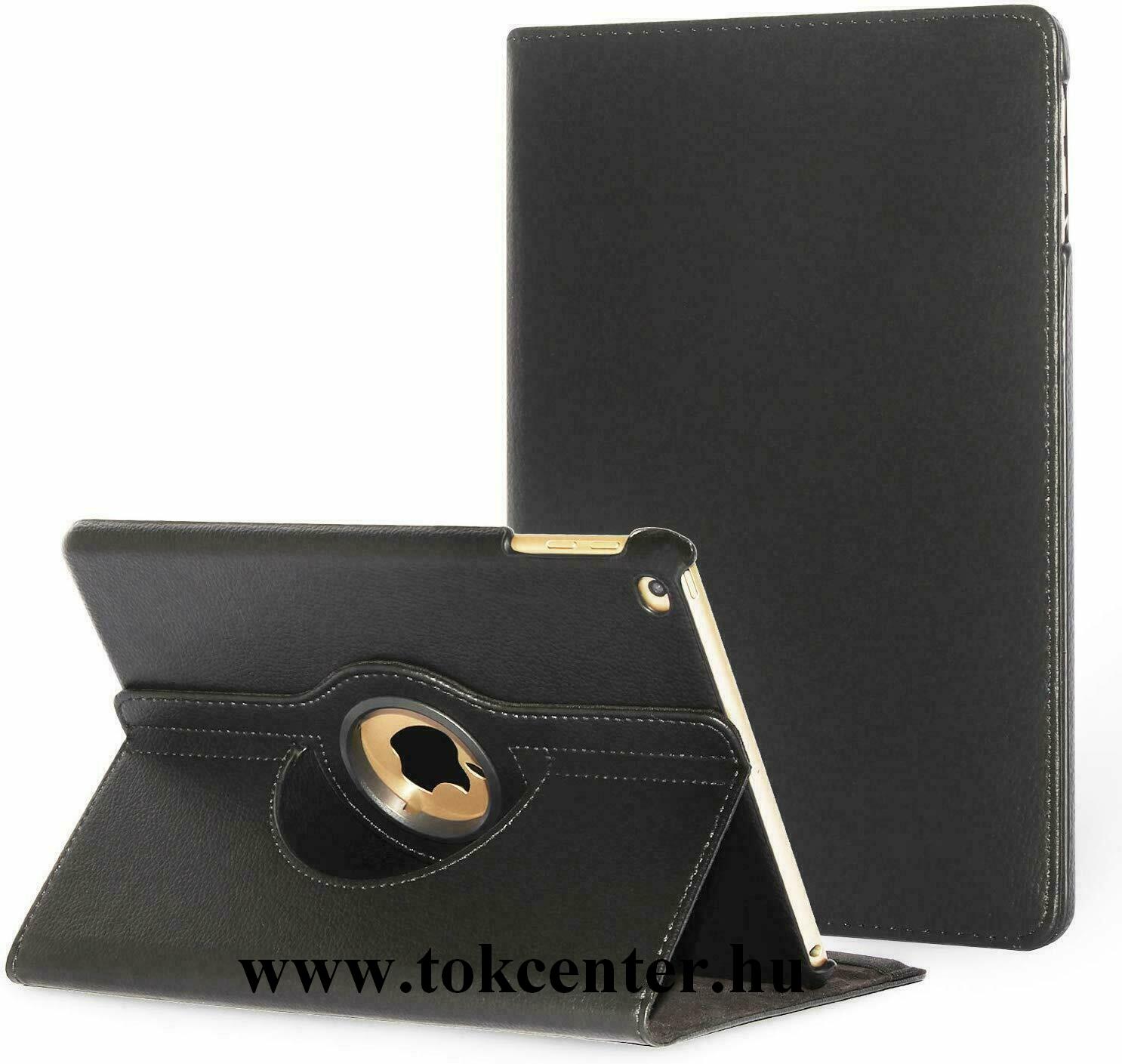 Apple IPAD 10.2 (2019) / Apple IPAD 10.2 (2020) Tok álló, bőr hatású (FLIP, asztali tartó funkció, 360°-ban forgatható) FEKETE