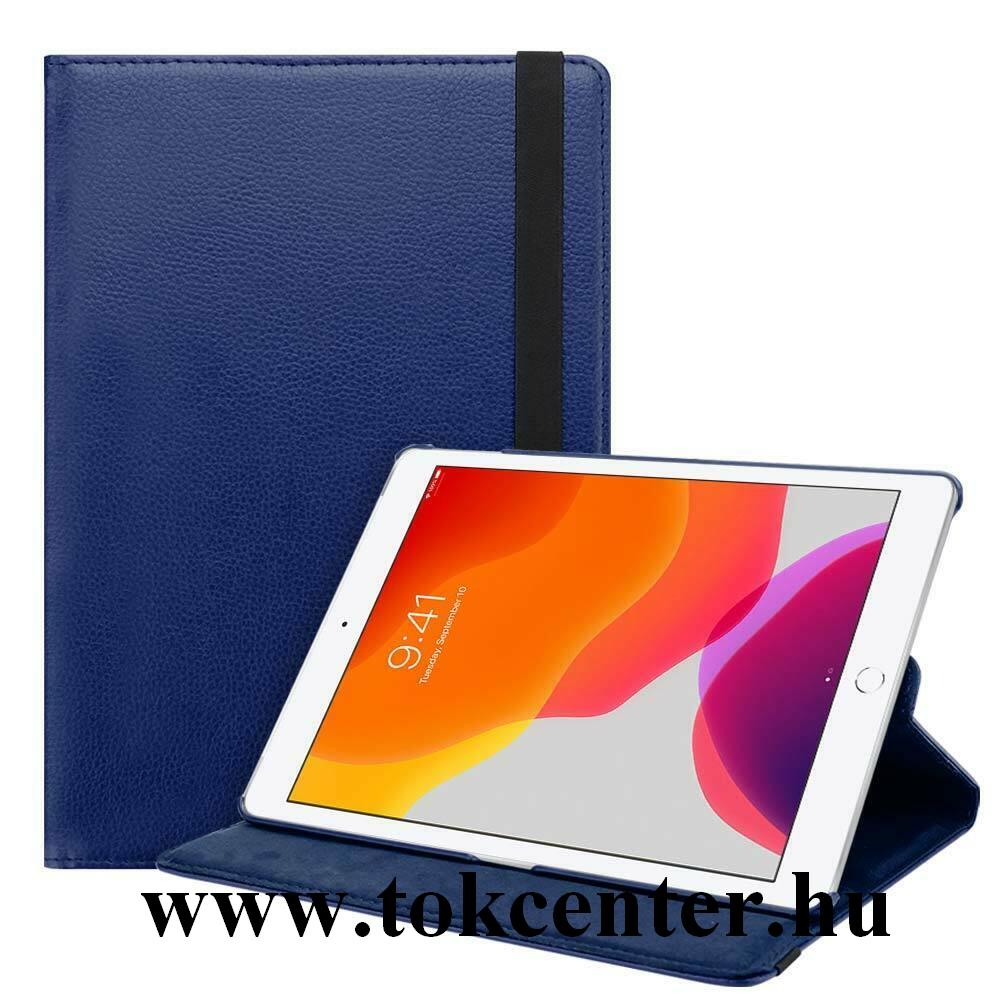 Apple IPAD 10.2 (2019) / Apple IPAD 10.2 (2020) Tok álló, bőr hatású (FLIP, asztali tartó funkció, 360°-ban forgatható) SÖTÉTKÉK