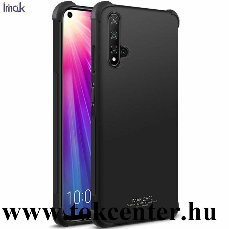 Honor 20 /Huawei Nova 5T IMAK telefonvédő gumi / szilikon (közepesen ütésálló, légpárnás sarok, matt + képernyővédő fólia) FEKETE
