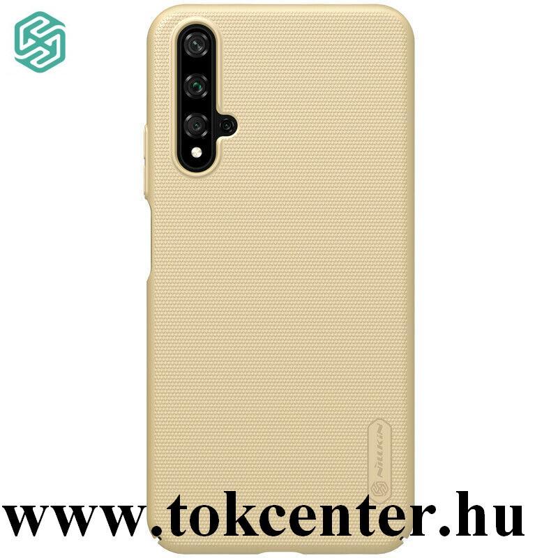 Honor 20 / Huawei Nova 5T NILLKIN SUPER FROSTED műanyag telefonvédő (gumírozott, érdes felület + asztali tartó) ARANY