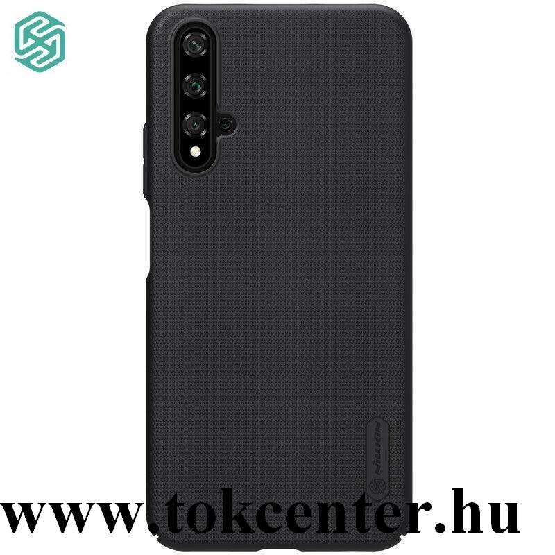 Honor 20 / Huawei Nova 5T NILLKIN SUPER FROSTED műanyag telefonvédő (gumírozott, érdes felület + asztali tartó) FEKETE