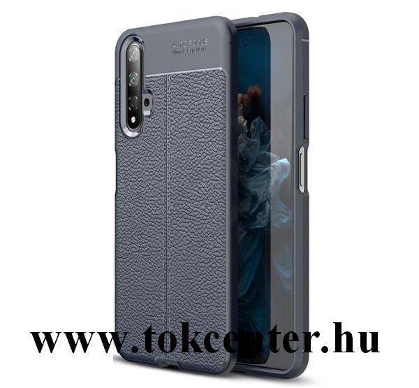 Honor 20 /Huawei Nova 5T Telefonvédő gumi / szilikon (közepesen ütésálló, bőrhatás, varrás minta) SÖTÉTKÉK