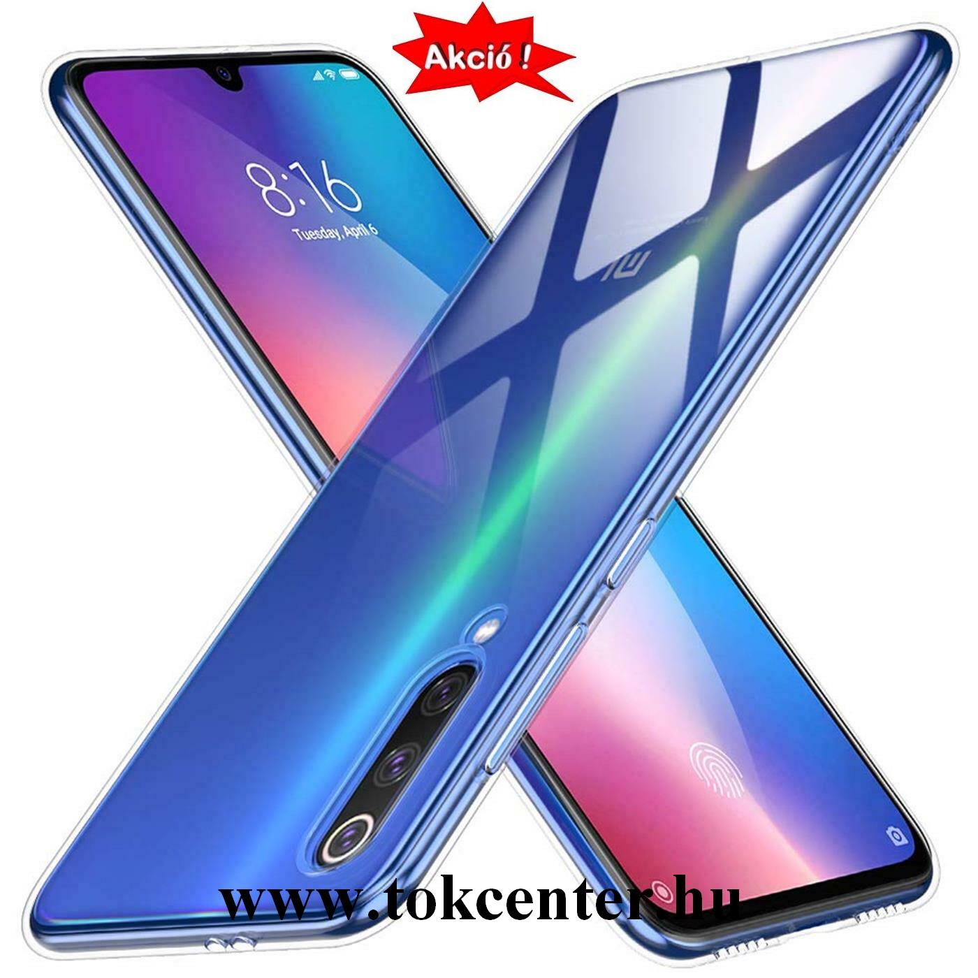 XIAOMI Mi 9 Műanyag telefonvédő (gumírozott) ÁTLÁTSZÓ + Képernyővédő üvegfólia (nem íves) ÁTLÁTSZÓ