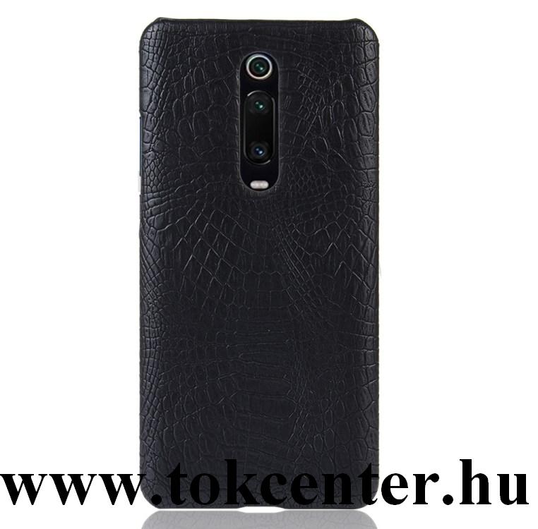 Xiaomi Mi 9T (Mi 9T Pro) Műanyag telefonvédő (bőrbevonat, krokodilbőr minta) FEKETE