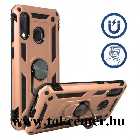 Samsung Galaxy A20 (SM-A205F) /Samsung Galaxy A30 (SM-A305F) Defender műanyag telefonvédő (közepesen ütésálló, szilikon belső, telefontartó gyűrű, beépített fémlemez) ARANY