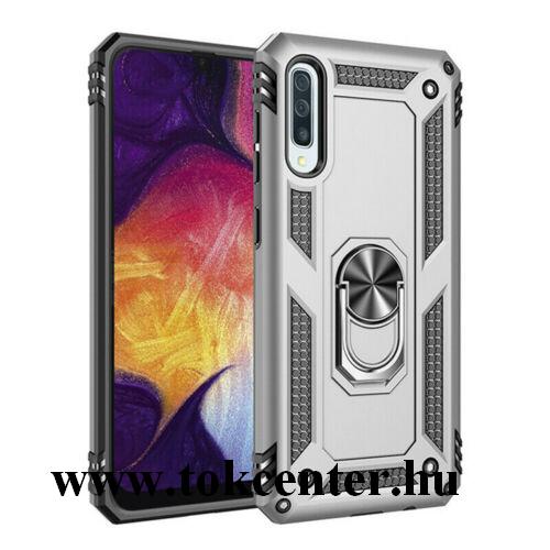 Samsung Galaxy A30s (SM-A307F) /Samsung Galaxy A50 (SM-A505F) Defender műanyag telefonvédő (közepesen ütésálló, szilikon belső, telefontartó gyűrű, beépített fémlemez) EZÜST