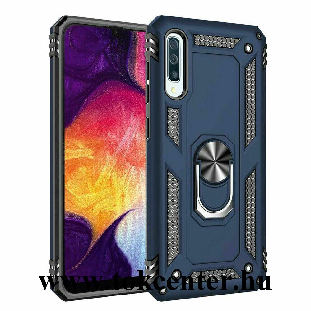 Samsung Galaxy A30s (SM-A307F) /Samsung Galaxy A50 (SM-A505F) Defender műanyag telefonvédő (közepesen ütésálló, szilikon belső, telefontartó gyűrű, beépített fémlemez) SÖTÉTKÉK