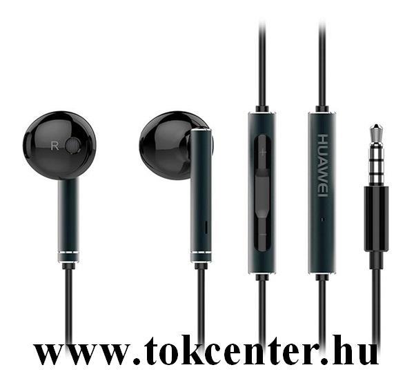 Fülhallgató SZTEREO (3.5mm jack, mikrofon, felvevő gomb, hangerőszabályzó) FEKETE (AM-116_B)