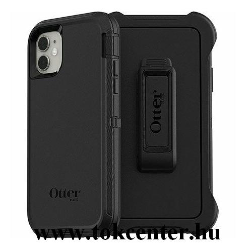 Apple iPhone 11 OTTERBOX DEFENDER Series műanyag telefonvédő (szilikon belső, közepesen ütésálló, övcsipesz) FEKETE