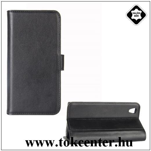 Samsung Galaxy A20e (SM-202F) Tok álló,valódi bőr (FLIP, oldalra nyíló, asztali tartó funkció) FEKETE