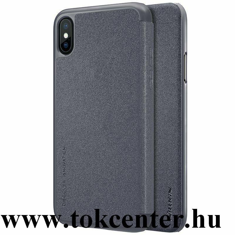 Apple iPhone X 5.8 / Apple iPhone XS 5.8 NILLKIN SPARKLE műanyag telefonvédő (mikroszálas bőr hatású flip, oldalra nyíló) FEKETE
