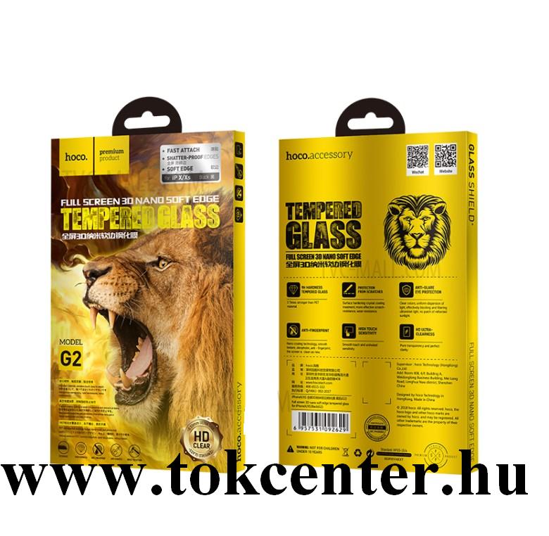 Apple iPhone 11 Pro /Apple iPhone X 5.8 /Apple iPhone XS 5.8 HOCO képernyővédő üveg (3D full cover, íves, ütésálló perem, 9H) FEKETE