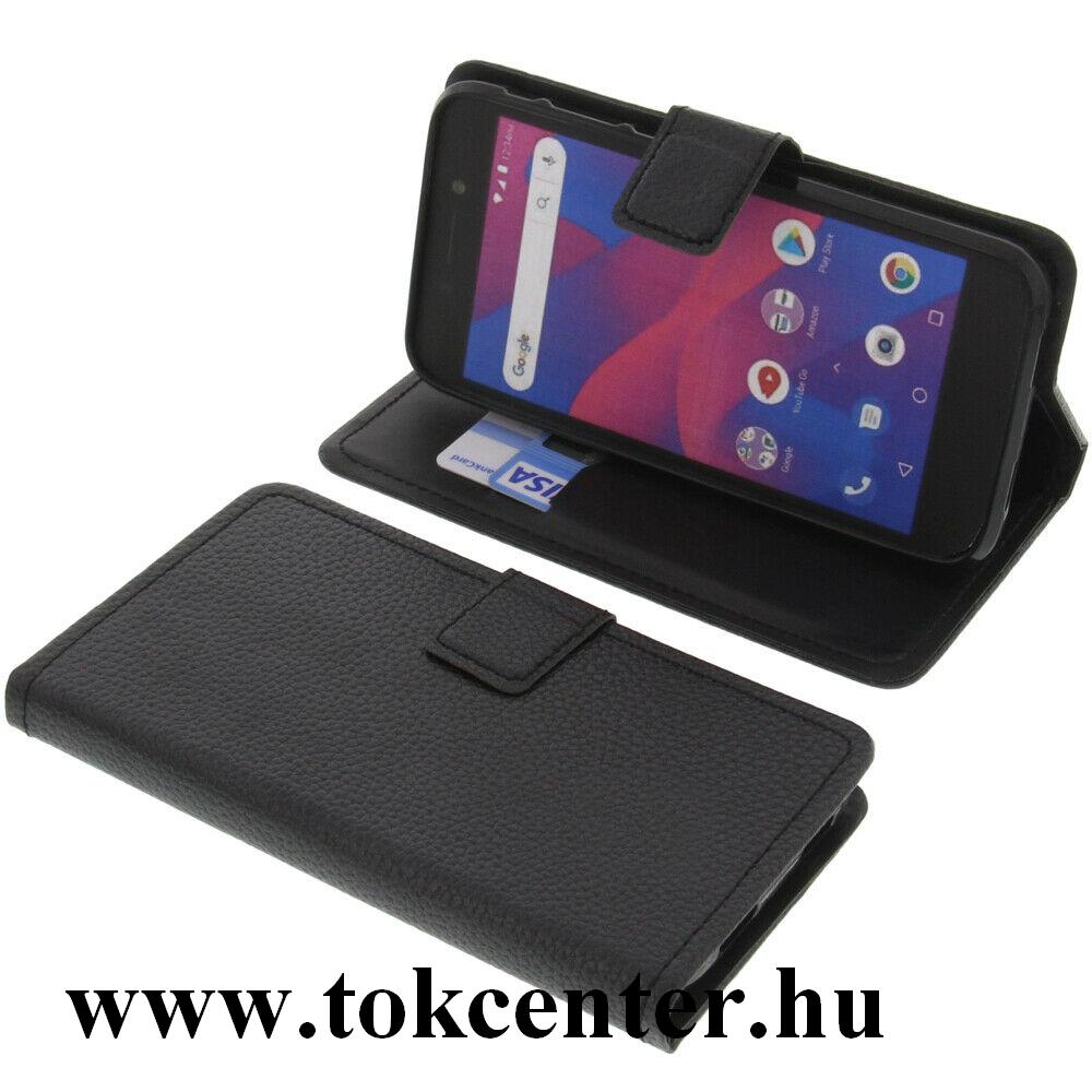 Doogee X11 Tok álló, bőr hatású (FLIP, oldalra nyíló, asztali tartó funkció) FEKETE