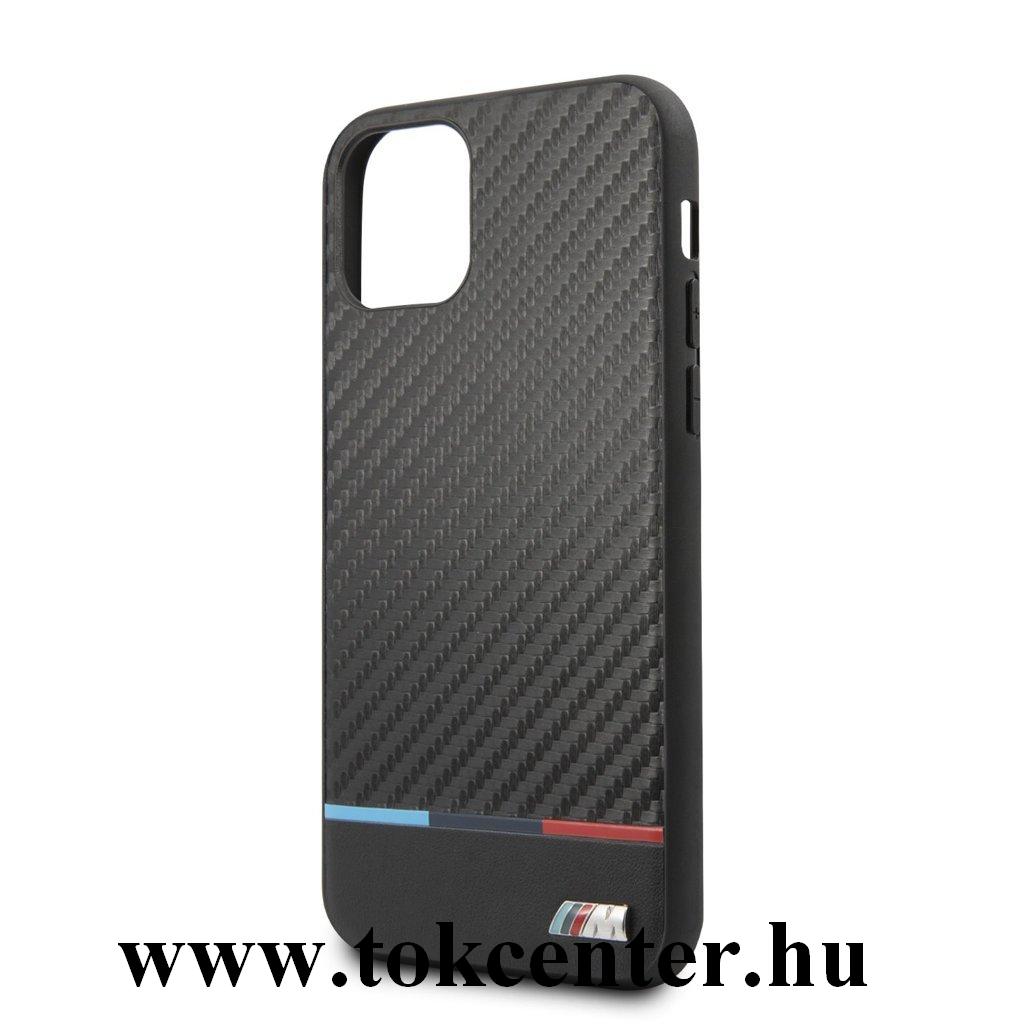 Apple iPhone 11 Pro BMW TRICOLOR műanyag telefonvédő (karbon minta) FEKETE (BMHCN58PUCART)