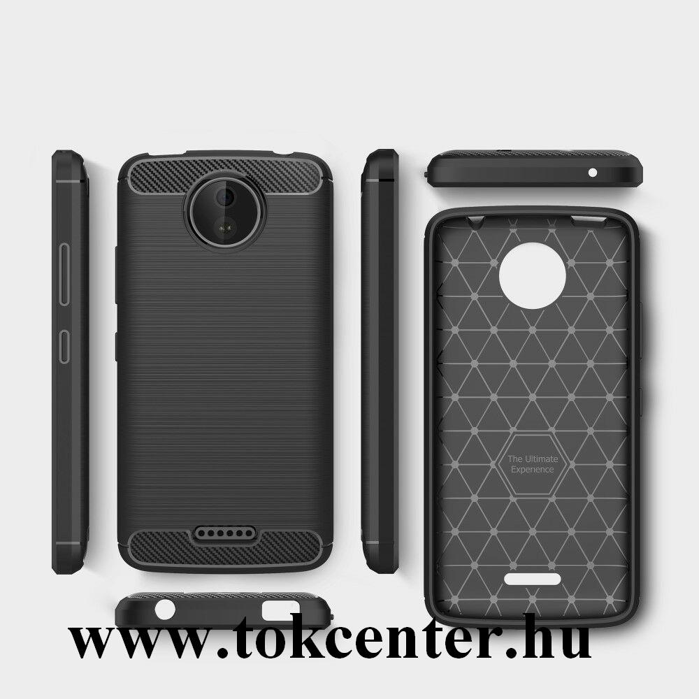 MOTOROLA Moto C (XT1754) Szilikon telefonvédő (közepesen ütésálló, légpárnás sarok, szálcsiszolt, karbon minta) FEKETE