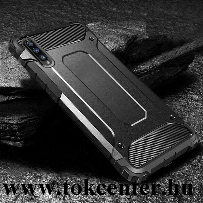 Samsung Galaxy A20s (SM-A207F) Defender műanyag telefonvédő (közepesen ütésálló, légpárnás sarok, szilikon belső, fémhatás) FEKETE
