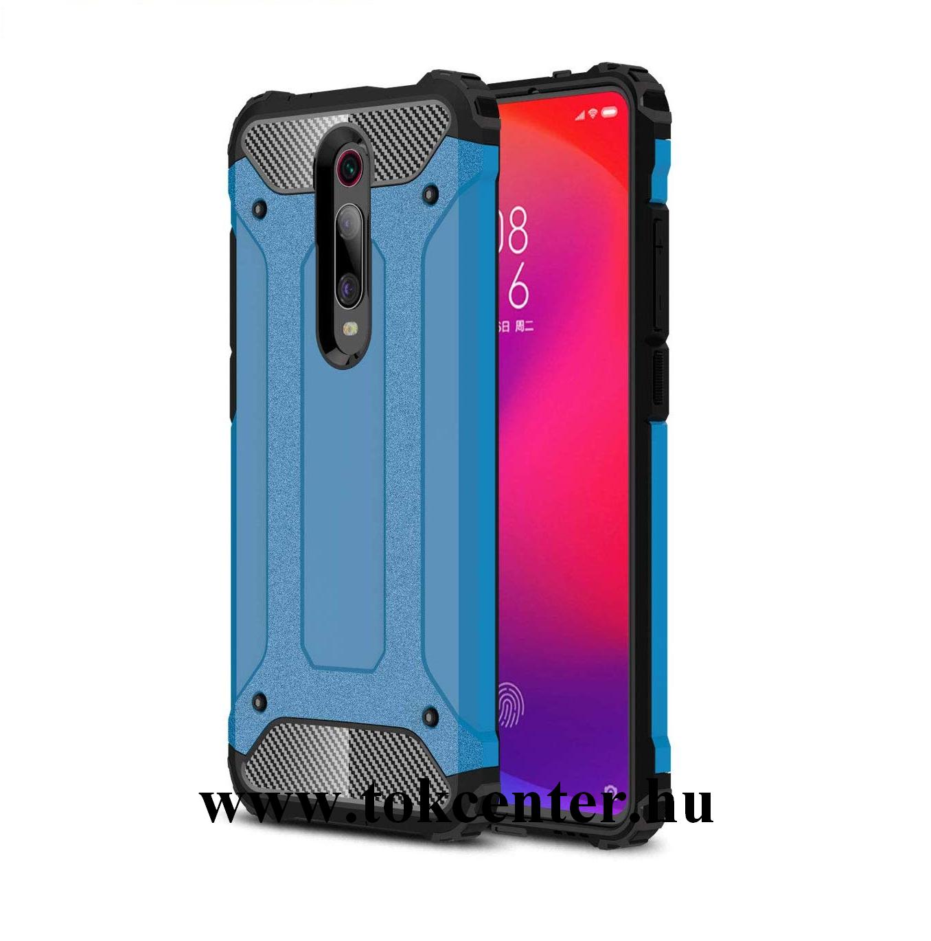 Xiaomi Mi 9T (Mi 9T Pro) Defender műanyag telefonvédő (közepesen ütésálló, légpárnás sarok, szilikon belső, fémhatás) VILÁGOSKÉK