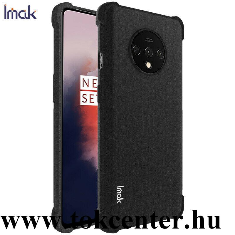 OnePlus 7T IMAK szilikon telefonvédő (közepesen ütésálló, légpárnás sarok + képernyővédő fólia) FEKETE