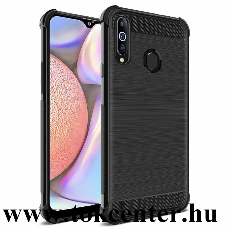 Samsung Galaxy A20s (SM-A207F) IMAK VEGA szilikon telefonvédő (közepesen ütésálló, légpárnás sarok, szálcsiszolt, karbon minta) FEKETE