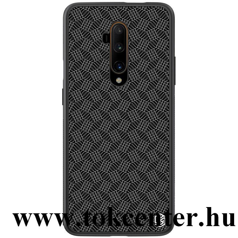 OnePlus 7T Pro NILLKIN SYNTHETIC FIBER PLAID műanyag telefonvédő (gumírozott, 3D, csíkos minta) FEKETE