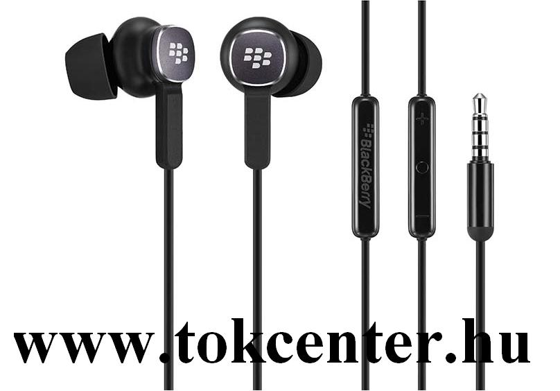 Fülhallgató SZTEREO (3.5mm jack, mikrofon, felvevő gomb, hangerőszabályzó) FEKETE (Blackberry WH70)