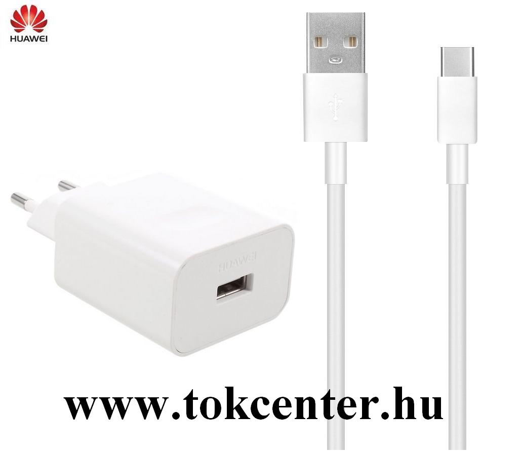 Hálózati töltő USB aljzat (5V / 2000mA, gyorstöltés támogatás + Type-C kábel) FEHÉR (HW-00500200E1)