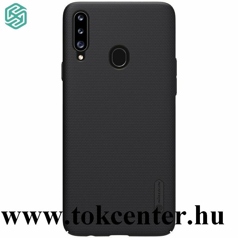 Samsung Galaxy A20s (SM-A207F) NILLKIN SUPER FROSTED műanyag telefonvédő (gumírozott, érdes felület + asztali tartó) FEKETE