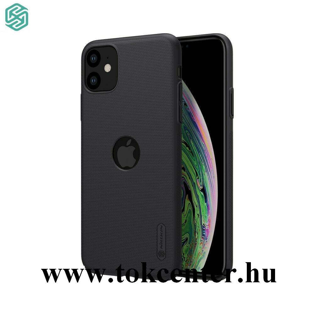 Apple iPhone 11 NILLKIN SUPER FROSTED műanyag telefonvédő (gumírozott, érdes felület, logo kivágás + asztali tartó) FEKETE
