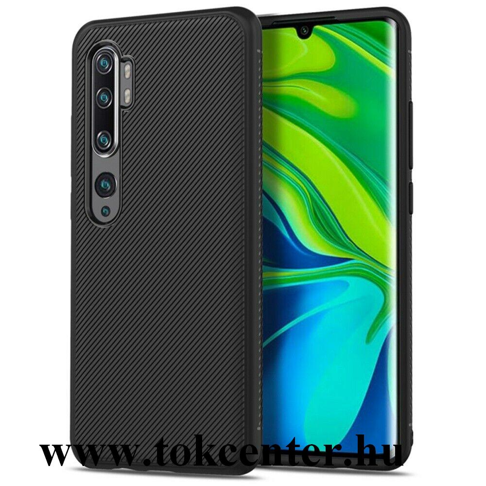 Xiaomi Mi Note 10 Pro Szilikon telefonvédő (közepesen ütésálló, csíkos minta) FEKETE