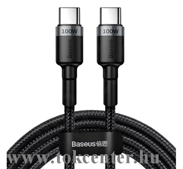 BASEUS CAFULE adatátvitel kábel (Type-C, 200 cm, 100W, PD gyorstöltés támogatás, cipőfűző minta) SZÜRKE