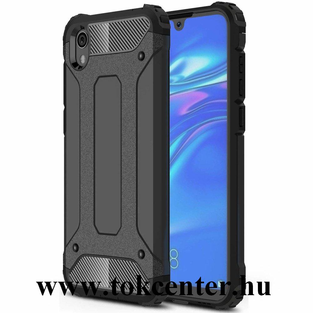 Xiaomi Redmi 7A Defender műanyag telefonvédő (közepesen ütésálló, szilikon belső, kitámasztó) FEKETE