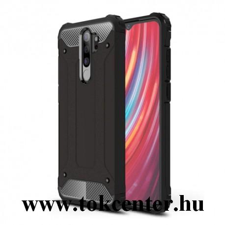 Xiaomi Redmi Note 8 Pro Defender műanyag telefonvédő (közepesen ütésálló, szilikon belső, kitámasztó) FEKETE