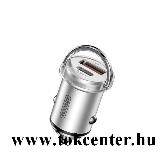 JOYROOM autós töltő USB + Type-C aljzat (5V / 4500mA, 45W, PD gyorstöltés támogatás) EZÜST