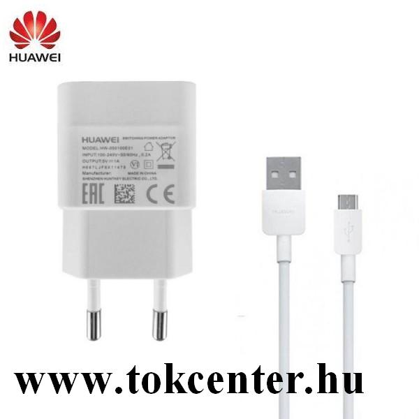 Hálózati töltő USB aljzat (5V / 2000mA, gyorstöltés támogatás + microUSB kábel) FEHÉR