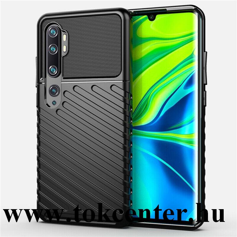 Xiaomi Mi Note 10 / Xiaomi Mi Note 10 Pro Szilikon telefonvédő (közepesen ütésálló, csíkos, dombor minta) FEKETE